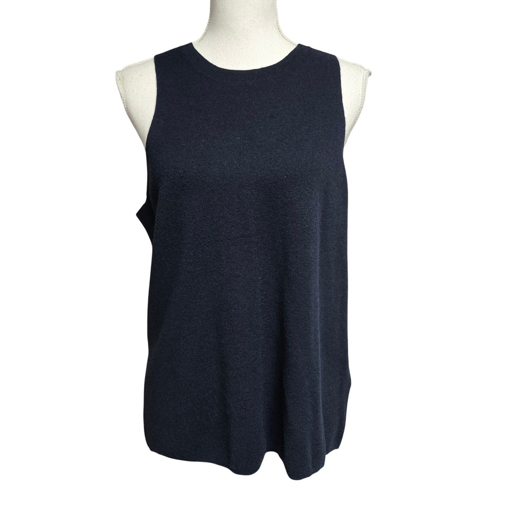 J.Crew 100% Cashmere Sleeveless Shell Knit Sweater Top Navy Blue Women's Sz XXL